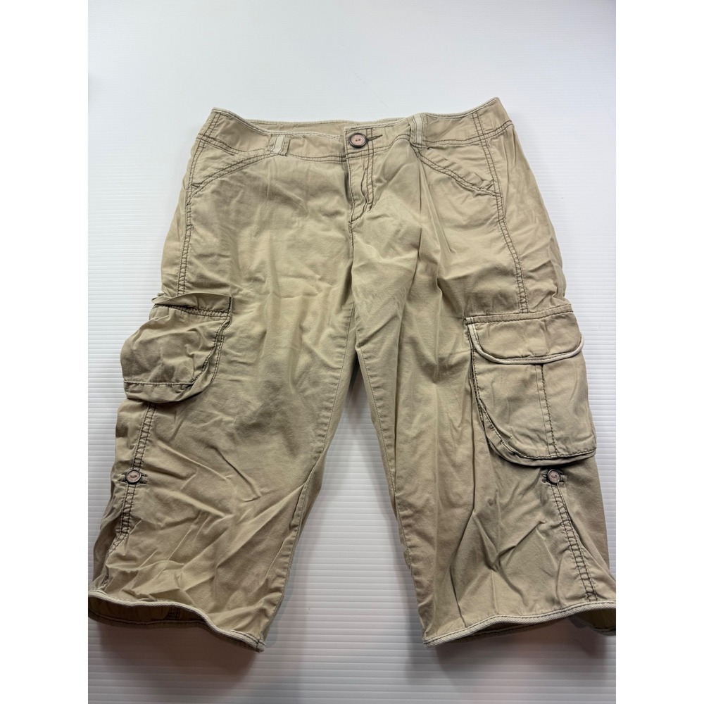 DKNY Jeans Womens Khaki Tan Cargo Capri Pants Size 6 Utility Cropped Mid Rise